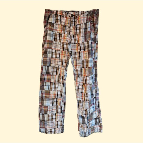 Y2K Streetwear Skater Madras Plaid Patchwork Pants Chor - Picture 1 of 5